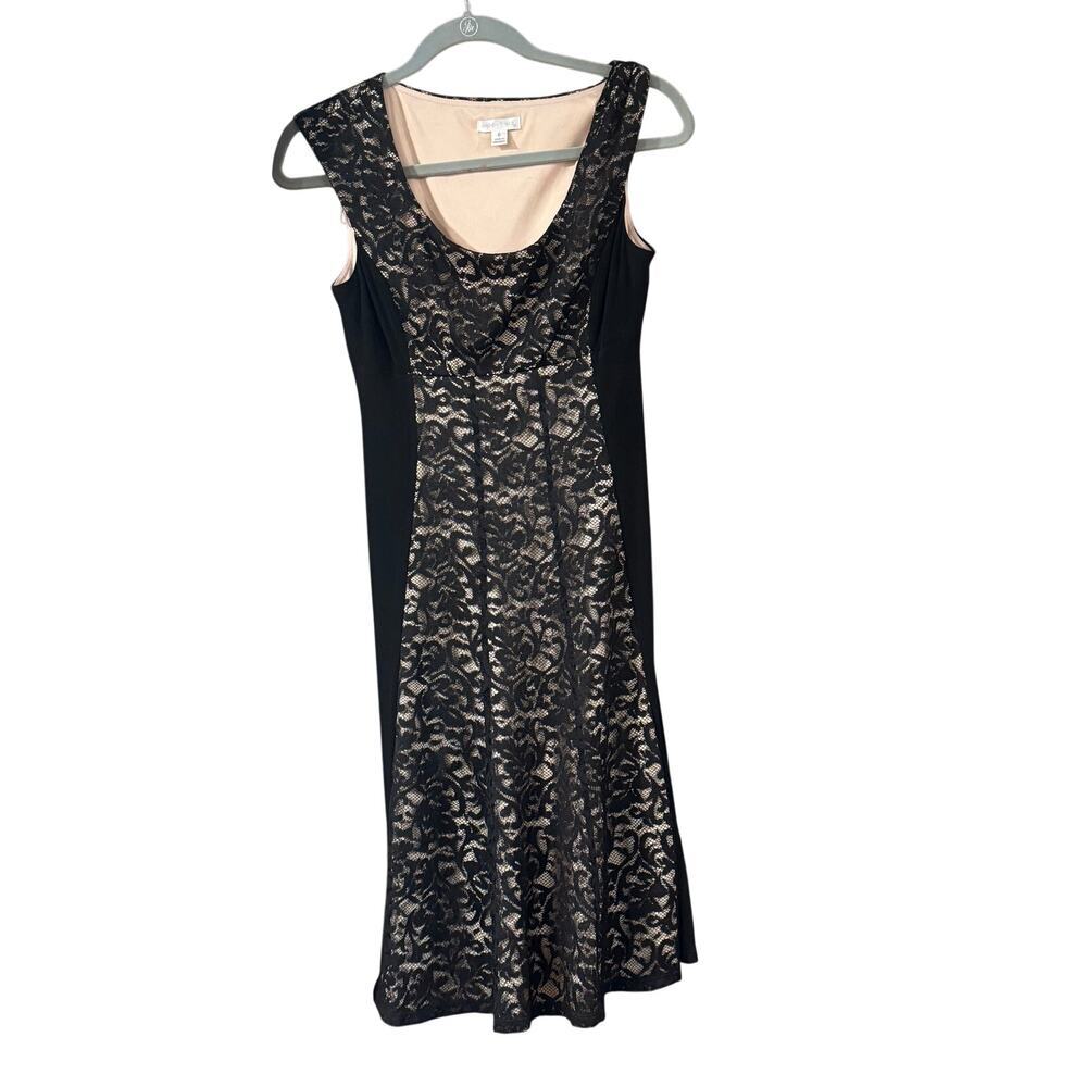 London Times Black Lace Fit & Flare Dress Women’s Size 6